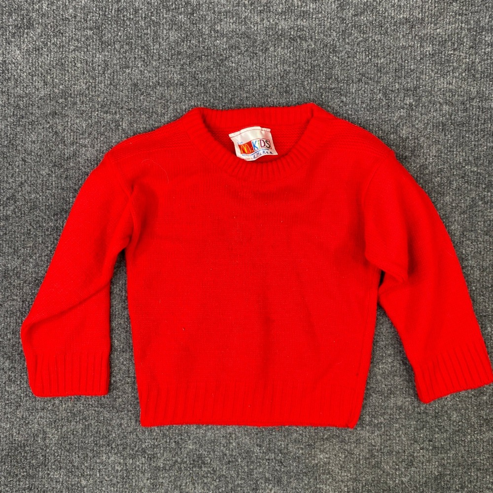 Vintage McKids Red Knit Sweater Kids Size 4 McDonald's USA Made Pullover